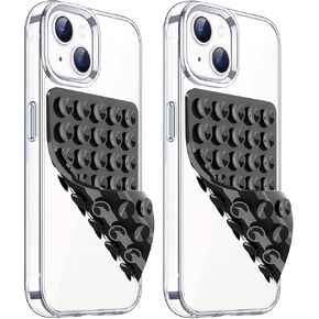 PKYAA 2 Pack Silicone Suction Cup Phone Case Mount Double Sided, Hands-Free Silicon Phone Grip with Higher Suction Power for Selfies and Videos, Non Slip Phone Accessories (LightPink&White)
