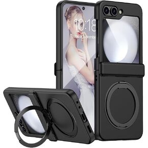 CASEOWL for Samsung Galaxy Z Flip 6 Case Magnetic with Hinge Protection, Ring Holder, Kickstand [Compatible with MagSafe Wireless Charger], Slim Protective Phone Case Cover for Z Flip 6 Cases, Blue