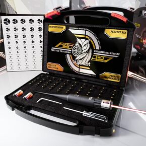 Professional Laser Bore Sight Kit: Universal Red Boresighter with 50 Adapters for All Caliber Gun - Rifle Pistol Sighting Accuracy Support Perfect Choice for Elite Shooter