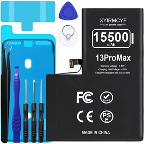 15500 مللي أمبير في الساعة فائق السعة بطارية متوافقة مع iPhone 13 Pro Max ، 0 بطارية استبدال Li-Polymer Cycle Li-Polymer لـ iPhone 13 Pro Max ، مع مجموعة أدوات الإصلاح المهنية