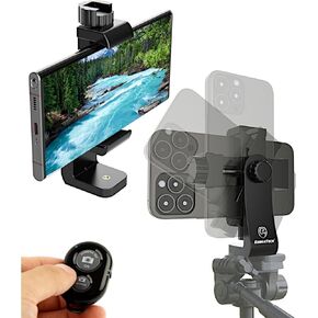 UniMount 360 iPhone Tripod Mount Adapter - Fits Any Smartphone - Includes Bluetooth Remote Shutter - Universal Phone Holder for Tripod