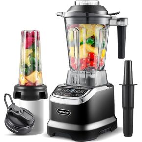 AMZCHEF Professional Blenders for Kitchen, 1800 W Smoothie Blender with 2 Blend Way, 4 Functions and 3 Speeds, 63 oz Blender for Smoothies, Frozen Drinks, Ice Cream, Soup, 20 oz Blender Bottle, Grey