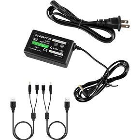 Sony PSP Charger Bundle - 1 Pack Charger and 2 Pack Charging Cable, Compatible with PSP-1001, 1000, Slim & Lite 2000, 3000