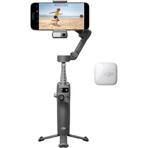 DJI Osmo Mobile 7P + Mic Mini TX (Arctic White), Gimbal Stabilizer for iPhone, Android, Native Tracking, Audio Reception, Lighting, 3-Axis Phone Gimbal, Built-in Extension Rod & Tripod