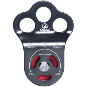 Gray Climbing Pulley, 30KN/6613lbs Three Holes Single Pulley, Built-in Ball Bearing Climbing Pulley, Rock Climbing Pulley Fit for 13mm Rope Hauling, Rescue Applications, Zipline Sports Etc