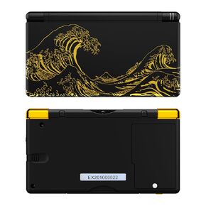 eXtremeRate Replacement Full Housing Shell for Nintendo DS Lite, The Great GOLDEN Wave Off Kanagawa - Black Custom Handheld Console Case Cover with Buttons, Screen Lens for Nintendo DS Lite NDSL