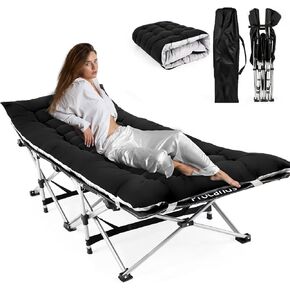 Camping Cot, Folding Cot Camping Cots for Adults Portable Folding Outdoor Bed with Mat and Carry Bag, Heavy Duty Sleeping Cots for Outdoor Travel Camp Beach Vacation