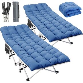 YITAHOME Camping Cots w/Mattress Portable Lounge Chair Outdoor Folding Cot Heavy Duty 575 LB Capacity 1200D Oxford w/Carry Bag Travel Camp Bed for Camping, Office, Traveling, Grey