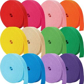 Windyun 12 Rolls Polypropylene Webbing 5 Yard Heavy Duty Webbing Strap Seatbelt Strapping for Indoor Outdoor DIY Gear Repair, Furniture, Canoe Seat, Upholstery, Seatbelt Material, 12 Colors in Kuwait