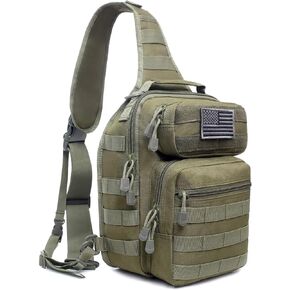 Tactical Sling Bag Pack Military Rover Shoulder Sling Backpack Molle Range Bags Chest Pack Day Pack Diaper Bag (Black)
