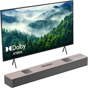 Hiwill Wooden 5.2.2ch Sound Bar with Dolby Atmos 3D Spatial, All-in-one Sound Bar for Smart TV with Dual Built-in Subwoofer, 9 Drivers, 400W Surround Sound System for TV Soundbar Speaker, WoNoble A502