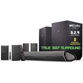 Nakamichi Shockwafe Ultra 9.2.4 Channel Dolby Atmos/DTS:X Soundbar with Dual 10" Subwoofers (Wireless), 4 Rear Surround Effects Speakers, eARC and SSE Max Technology (Flagship)