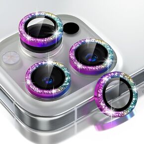 Compatible for iPhone 16 Pro/iPhone 16 Pro Max Camera Lens Protector Bling,9H Tempered Glass Camera Cover Screen Protector Metal Ring Decoration Accessories (Diamond-Silver) in Saudi Arabia