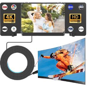 2025 TV Antenna 1100+ Miles Long Range, Indoor Outdoor Digital Antenna for Smart & Older TVs, TV Antenna with Amplified for Local Channels Support 8K 4K HDTV 1080p Support, 36ft Coaxial Cable