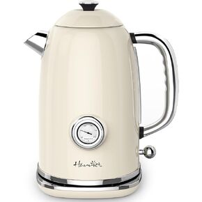 Harriet Electric Kettle, 1.8L Hot Water Boiler Electric with Thermometer, 1500W Stainless Steel Electric Water Kettle with LED Indicator, Auto Shut-Off & Boil Dry Protection, Yellow