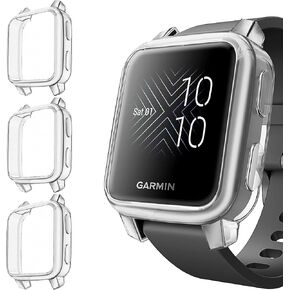 4 Pack TPU Case for Garmin Venu Sq 2 Screen Protector, Rugged Bumper Cover Full Around Protective Compatible with Garmin Venu Sq/Venu Sq 2 Smartwatch (Clear/Clear/Clear/Clear)