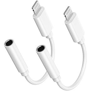 Apple MFi Certified Lightning to 3.5 mm Headphone Jack Adapter for iPhone, 2 Pack iPhone 3.5mm Aux Audio Adapter Converter Cable Dongle Compatible for iPhone 14 13 12 11 Pro Max XS XR X 8 7 6 iPad