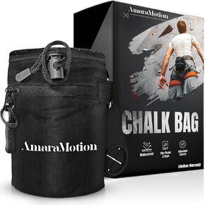 Chalk Bag for Rock Climbing, Bouldering & Weightlifting – Secure Drawstring Closure, Dual Brush Holders, Zipper Pockets & Adjustable Waist Belt – Climbing Gear & Gifts