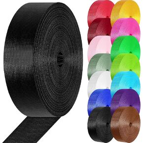 Nylon Webbing 1 inch 1.5 inch Nylon Strap Webbing Straps Backpack Straps Nylon Belt, 10 25 3.3 Yards Webbing Strapping for Seatbelt, Bag, Luggage(Black,1.5 inch x 3.3 Yards)