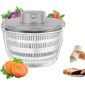 Electric Salad Spinner 6.3-Quart– Large Capacity Lettuce Spinner with Squeeze Bottle,Built-In Draining System,and Bowl & Colander – Serves 6-12 Persons Perfect for Family Meals, Parties and Gatherings