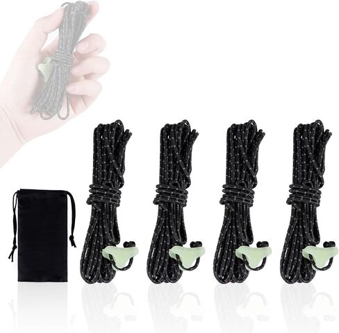 HIKEMAN Ultralight Tent Guy Ropes - 2mm Reflective Guyline,UHMWPE Camping Guide Rope with Luminescent Tensioner for Outdoor Camping Hiking Awning Tents (Yellow) in Kuwait