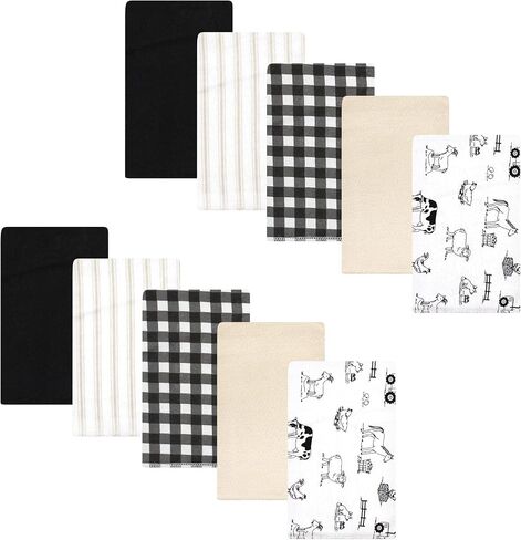 Hudson Baby Unisex Baby Cotton Flannel Burp Cloths, Unicorns Rainbows 10 Pack, One Size in Saudi Arabia
