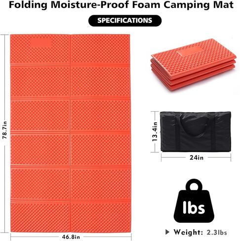 Camping Foam Sleeping Pad Lightweight Closed Cell Folding Camping Mat Moisture-Proof Camping Mattress Portable for Outdoor Hiking Mountaineering Blue in Kuwait