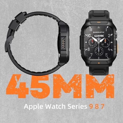 Compatible with Apple Watch SE2/SE/6/5/4 Bands Case 44mm for Men - Soft Breathable Strap with Rugged Military Bumper Heavy Duty Protective Cover Accessories for iWatch Men 44mm - Black in Saudi Arabia