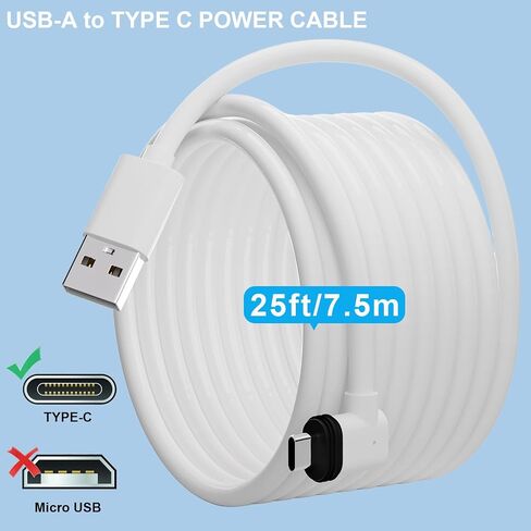 20FT Power Extension Cable Compatible with eufy SoloCam S220/SoloCam S340,5V/2A Power Adapter and Weather Resistant Extension Type C Cable Continuously Charging Your Security Cameras (White) in Saudi Arabia