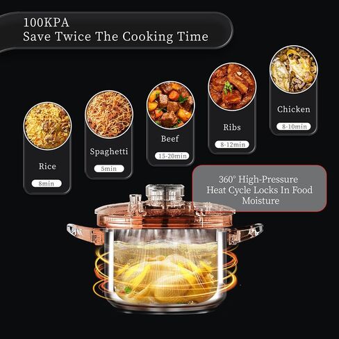 Tiborang 8.5 QT طباخ ضغط من الفولاذ المقاوم للصدأ ، [متعدد المطبخ للغاز والموقد التعريفي] [يوفر 70 ٪ من وقت الطهي] [عملية واحدة] ، حجم الأسرة ل 3-5 أشخاص ، غسالة الصحون آمنة وآمنة in Kuwait