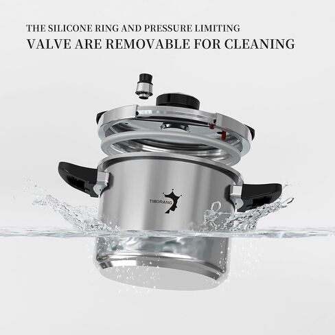 Tiborang 8.5 QT طباخ ضغط من الفولاذ المقاوم للصدأ ، [متعدد المطبخ للغاز والموقد التعريفي] [يوفر 70 ٪ من وقت الطهي] [عملية واحدة] ، حجم الأسرة ل 3-5 أشخاص ، غسالة الصحون آمنة وآمنة in Kuwait