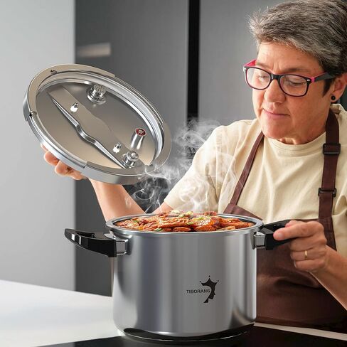 Tiborang 8.5 QT طباخ ضغط من الفولاذ المقاوم للصدأ ، [متعدد المطبخ للغاز والموقد التعريفي] [يوفر 70 ٪ من وقت الطهي] [عملية واحدة] ، حجم الأسرة ل 3-5 أشخاص ، غسالة الصحون آمنة وآمنة in Kuwait
