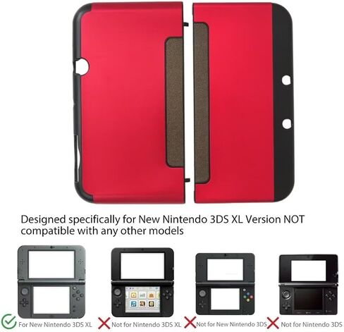 Protective Case Cover with Hard Shell Skin Compatible for New Nintendo 3DS XL LL, Anti-Scratch and Anti-Slip - Black in Kuwait