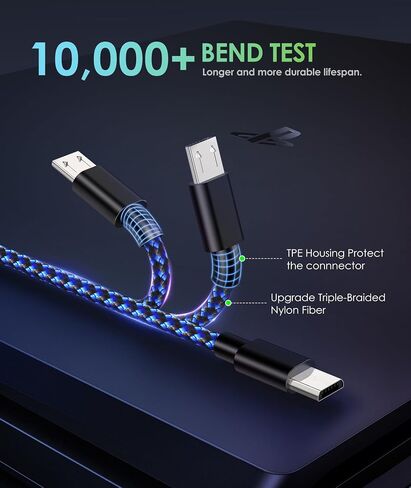 6 amlifestyle 16 ft PS4 Controller Charger Cable ، NYLON ROLIDED EXTRA MICRO MICRO USB 2.0 HISTE SPEED DATION SYNC CORP in Kuwait