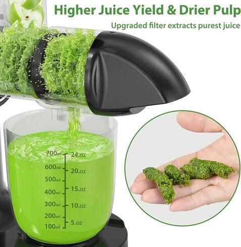 Aeitto Slow Masticating Juicer, Cold Press Jucier Machine with Soft & Hard Modes, Quiet Motor, Juicer Machines Vegetable and Fruit, Juice Extractor machine, Easy to Clean with Brush, Grey in Saudi Arabia