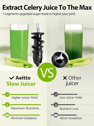 Aeitto Slow Masticating Juicer, Cold Press Jucier Machine with Soft & Hard Modes, Quiet Motor, Juicer Machines Vegetable and Fruit, Juice Extractor machine, Easy to Clean with Brush, Grey in Saudi Arabia