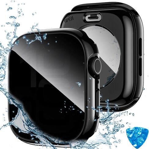 Tensea (2-in-1) لسلسلة حالات واقي شاشة Apple Watch 10 SE 9 8 7 6 5 4 ، غطاء الوجه الواقي للوقاية من الماء المدمج في فيلم زجاجي مقبوب من أجل iWatch 46mm 45mm 44mm 42mm 41mm 40mm 40mm in Kuwait