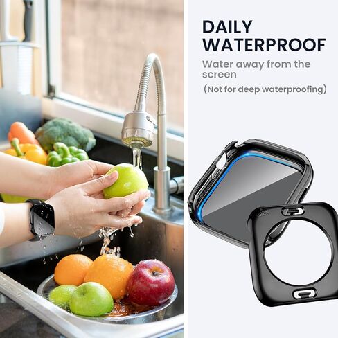 Tensea (2-in-1) لسلسلة حالات واقي شاشة Apple Watch 10 SE 9 8 7 6 5 4 ، غطاء الوجه الواقي للوقاية من الماء المدمج في فيلم زجاجي مقبوب من أجل iWatch 46mm 45mm 44mm 42mm 41mm 40mm 40mm in Kuwait