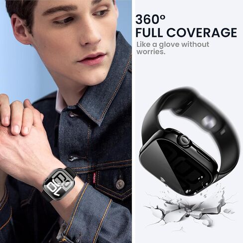 Tensea (2-in-1) لسلسلة حالات واقي شاشة Apple Watch 10 SE 9 8 7 6 5 4 ، غطاء الوجه الواقي للوقاية من الماء المدمج في فيلم زجاجي مقبوب من أجل iWatch 46mm 45mm 44mm 42mm 41mm 40mm 40mm in Kuwait