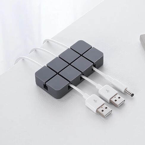 1×9 Palace Grids Cord Holder, Cord Organiser with Adhesive, Desktop Organiser for Charging Storage, Sticks to Wood, Marble, Metal, Glass, Suitable for Desk, Office, Bedside Table (Grey) in Saudi Arabia