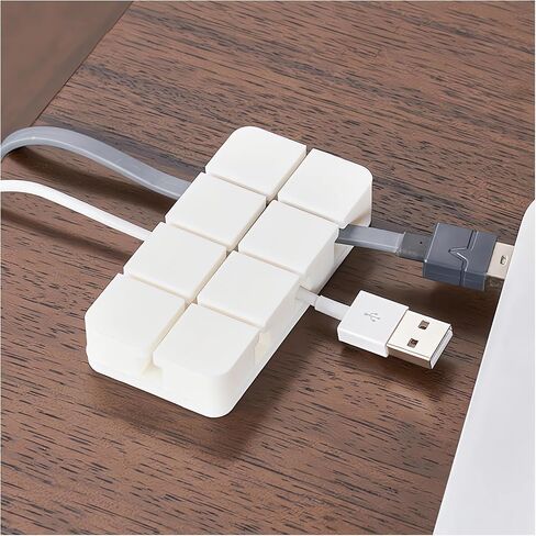 1×9 Palace Grids Cord Holder, Cord Organiser with Adhesive, Desktop Organiser for Charging Storage, Sticks to Wood, Marble, Metal, Glass, Suitable for Desk, Office, Bedside Table (Grey) in Saudi Arabia