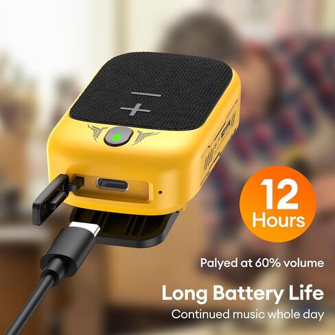 Transformers Wearable Bluetooth Speaker Clip On Mini Portable Bluetooth Speaker IPX5 with Mic for Calls and Music 15H Long Playtime Outdoor Suitable Travel Working, Biking, Running(Black) in Saudi Arabia