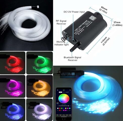 Azimom LED Bluetooth 16W RGBW Meteor الألياف البصرية البصرية تصوير سقف النجوم أدوات إضاءة Music Mode App Music APP APPEC in Kuwait