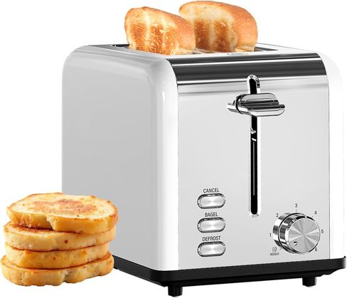 Simple Deluxe 2-Slice Wide Slot Toaster, 6 Browning Setting and 3 Function Stainless Steel Toaster, with Removable Crumb Tray, for Bread & Waffle, Black in Saudi Arabia