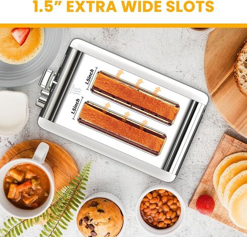 Simple Deluxe 2-Slice Wide Slot Toaster, 6 Browning Setting and 3 Function Stainless Steel Toaster, with Removable Crumb Tray, for Bread & Waffle, Black in Saudi Arabia