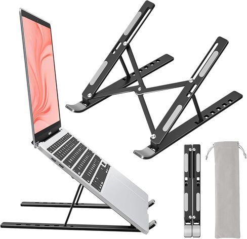 Laptop Stand for Desk, Computer Riser for Desk, Portable Foldable Adjustable Notebook Holder, Aluminum Metal MacBook Stand, Compatible with 10-15.6 Inch Laptops, iPad, Silver. in Saudi Arabia