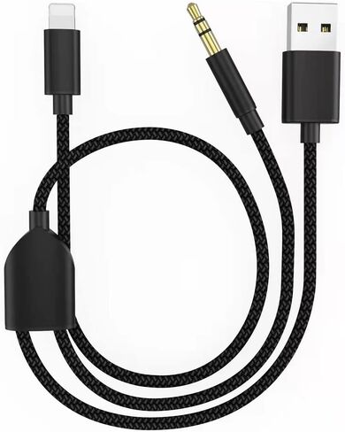 [تم ترقيته] Aux Cord for iPhone ، Lightning إلى 3.5 ملم Aux Cord 2in1 كبل شحن الصوت المتوافق مع iPhone 14 13 12 11 XS XR X iPad ، يدعم إصدار سيارات/مكبرات صوت/سماعة رأس 3.94 قدم in Kuwait