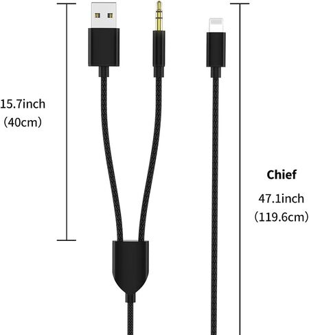 [تم ترقيته] Aux Cord for iPhone ، Lightning إلى 3.5 ملم Aux Cord 2in1 كبل شحن الصوت المتوافق مع iPhone 14 13 12 11 XS XR X iPad ، يدعم إصدار سيارات/مكبرات صوت/سماعة رأس 3.94 قدم in Kuwait