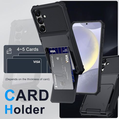 متوافق مع حامل بطاقة Samsung Galaxy S25 Ultra 5G المدمج في بطاقات [Store 5 Cards]+حامي الشاشة ، حماية RFID ، طبقة ثقيلة للهاتف الثقيل ، 2025 RED in Saudi Arabia