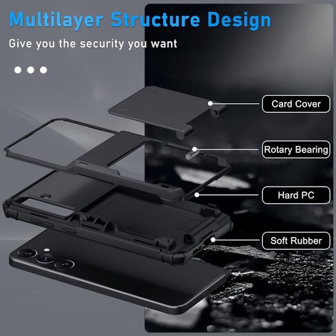 متوافق مع حامل بطاقة Samsung Galaxy S25 Ultra 5G المدمج في بطاقات [Store 5 Cards]+حامي الشاشة ، حماية RFID ، طبقة ثقيلة للهاتف الثقيل ، 2025 RED in Saudi Arabia